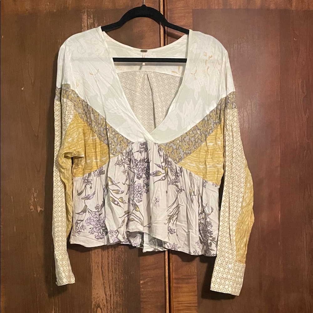 Free People Aloha State of Mind patchwork shirt size M